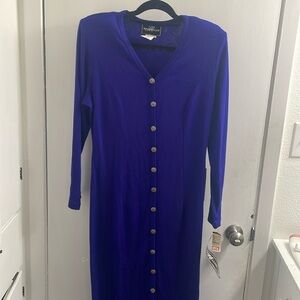 Molly Malloy long blue dress with silver buttons size 10, new